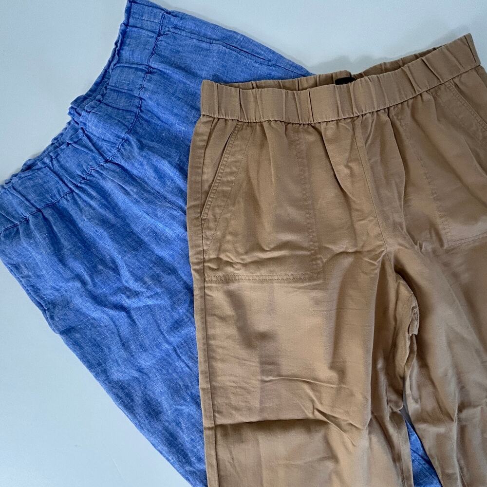 Talbots Pants Large Wide Leg Linen Cotton Pull on Lot of 2 Classic